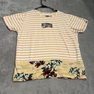 Billionaire Boys Club Shirt Mens Large Yellow White Striped Floral Graphic Tee